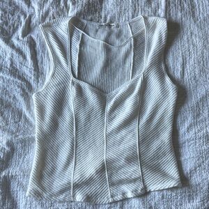 We The Free White Ribbed Tank Top